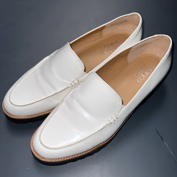 EUC Darling White Patent Leather loafers with black lug soles - Picture 5 of 10